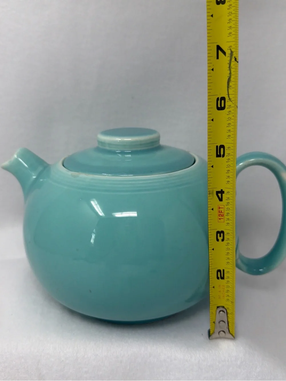 Vintage Teal Ceramic Teapot with Lid